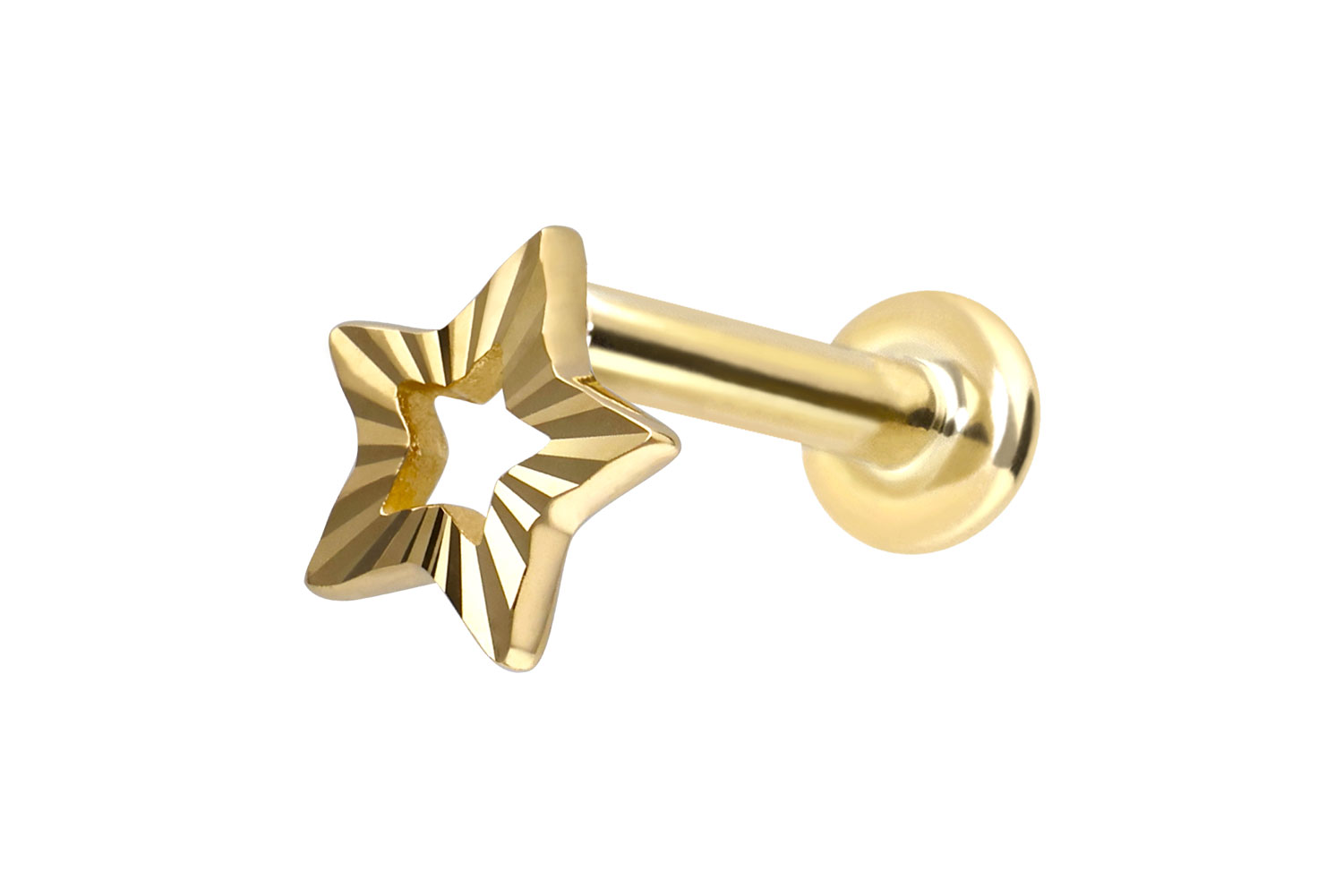 14 Karat Gold Labret Piercing mit Innengewinde STERN